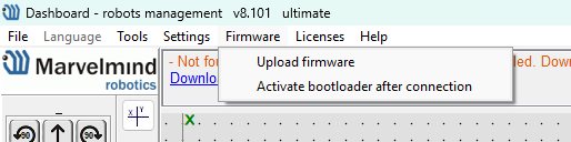 要启用 Bootloader，请勾选 Firmware->Activate bootloader after connection
