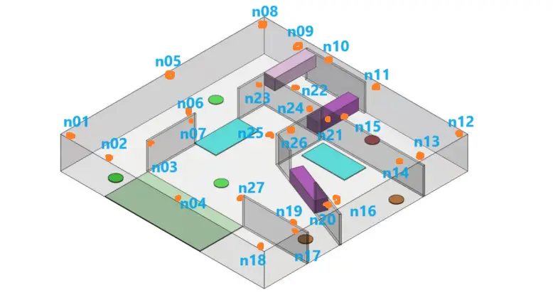 Indoor positioning system network planning - beacon layout on floorplan